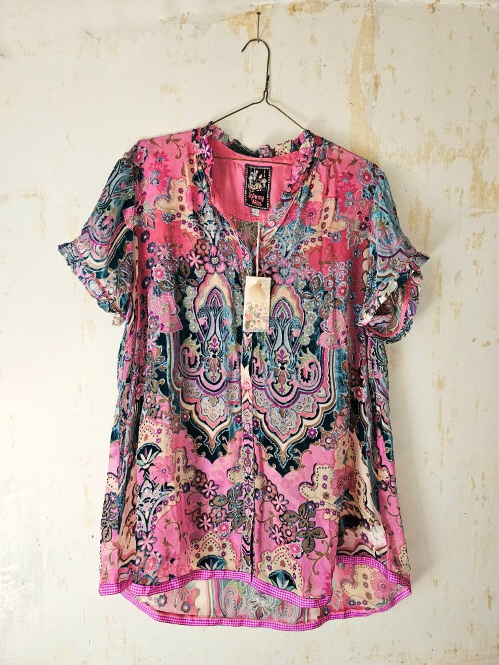 Johnny Was Paisley Melody Tunic NWT M Silk Blend Floral Blouse